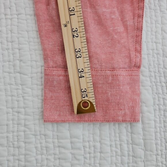 NEW Caribbean Joe 100% Linen Shirt Men's XL Red Long Sleeve Machine Washable NWT - Picture 12 of 14